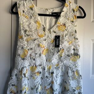 White House Black Market Cream Sleeveless V-Neck Midi Sundress